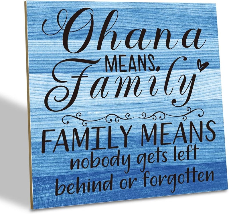 SUSZDOU “Family Means Nobody Gets Left Behind or Forgotten”, 6.2x6.2 Inch Table Art Sign, Farmhouse Quote Decor for Living Room or Home Tabletop C - Image 1